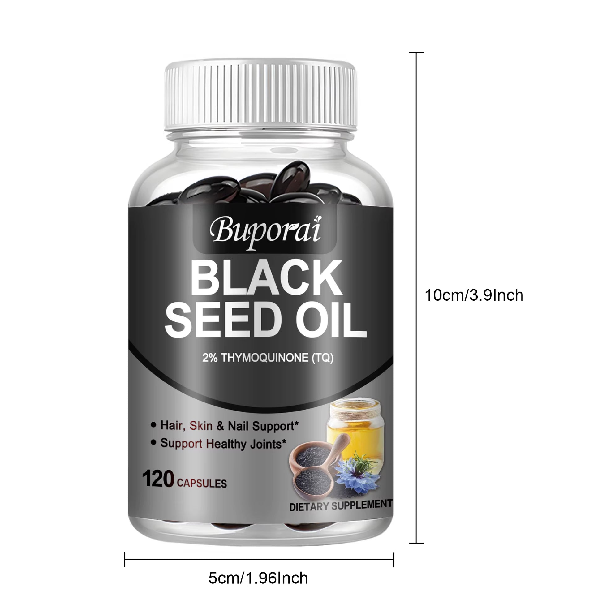 Black Seed Oil - Digestive Health, Immune Support, for Skin & Hair Health, Antioxidant - 120 Capsules