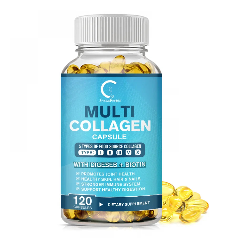Collagen Peptides Capsules - Hydrolyzed Collagen Supplements for Women or Men - 60 Capsules for Hair, Skin, Nail & Joint Health