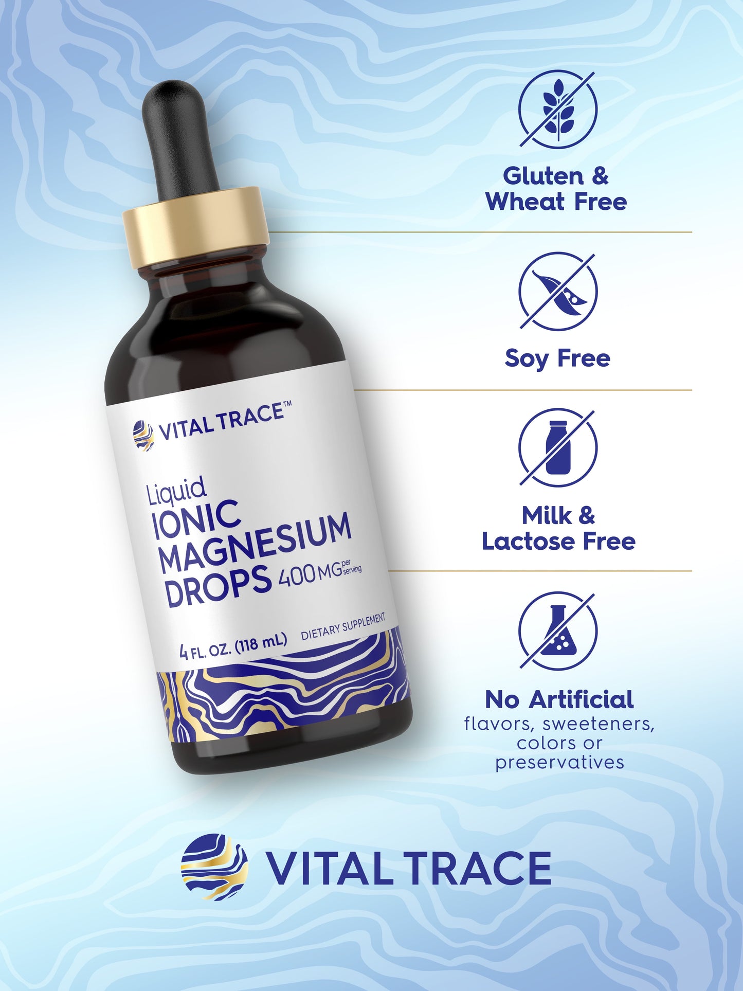 Liquid Ionic Magnesium 400 Mg | 4 Oz | Vegetarian, Non-Gmo & Gluten Free Supplement | Vital Trace by