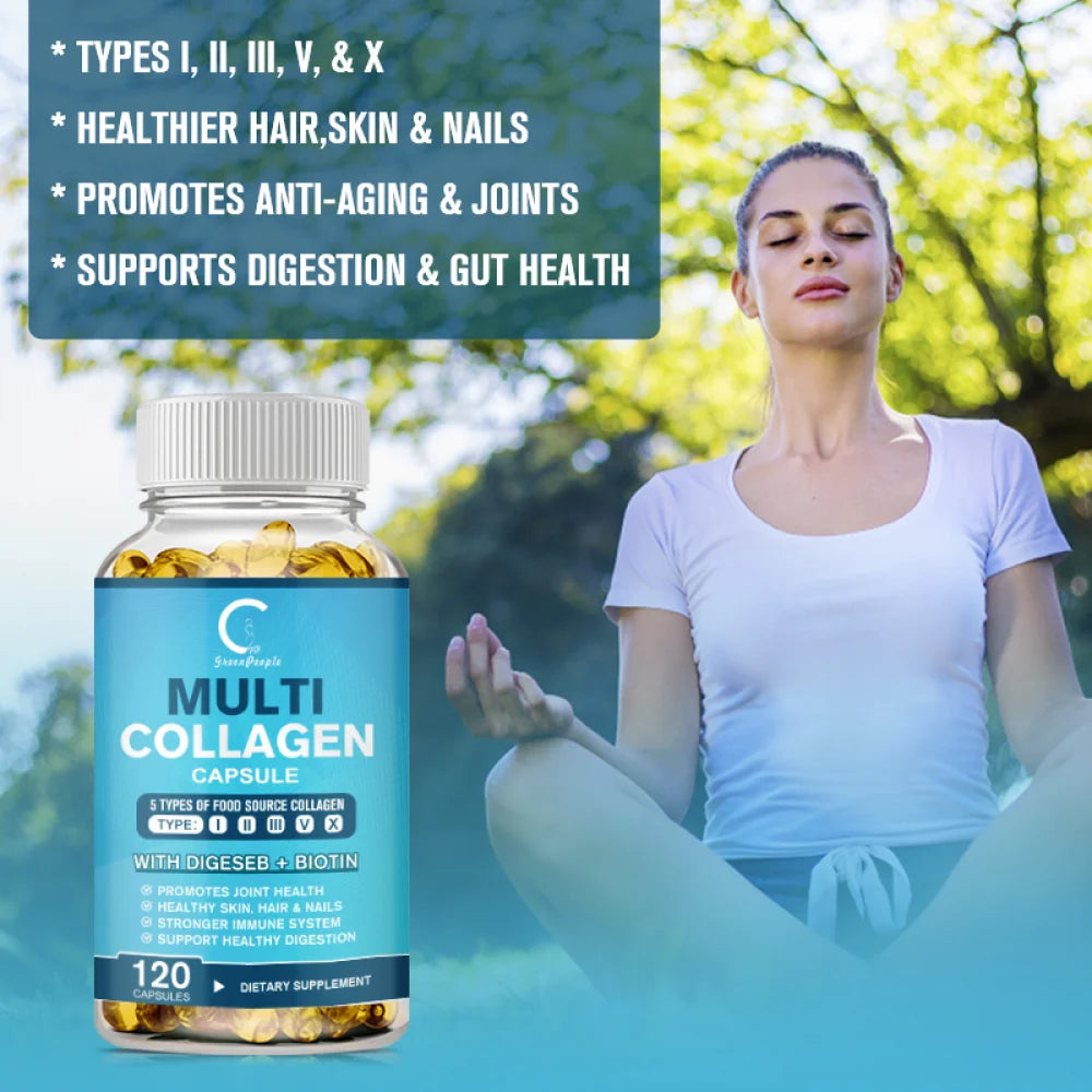 Collagen Peptides Capsules - Hydrolyzed Collagen Supplements for Women or Men - 60 Capsules for Hair, Skin, Nail & Joint Health