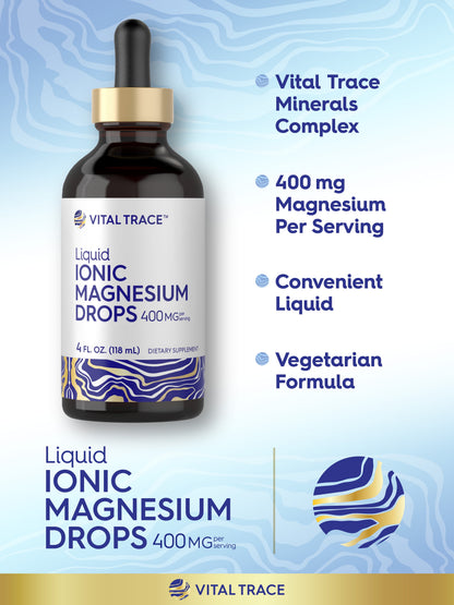 Liquid Ionic Magnesium 400 Mg | 4 Oz | Vegetarian, Non-Gmo & Gluten Free Supplement | Vital Trace by